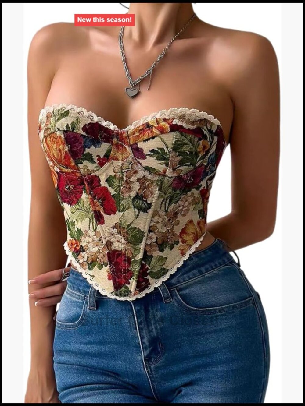Floral Corset Top Renaissance Lace Up Fishbone Bodice